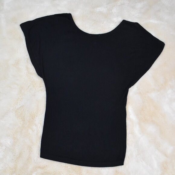 Cache Black Sequin Blouse Size M Embellished Sparkle Top Party Evening Glam - Picture 10 of 16